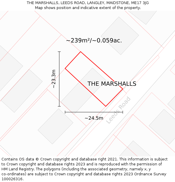 THE MARSHALLS, LEEDS ROAD, LANGLEY, MAIDSTONE, ME17 3JG: Plot and title map