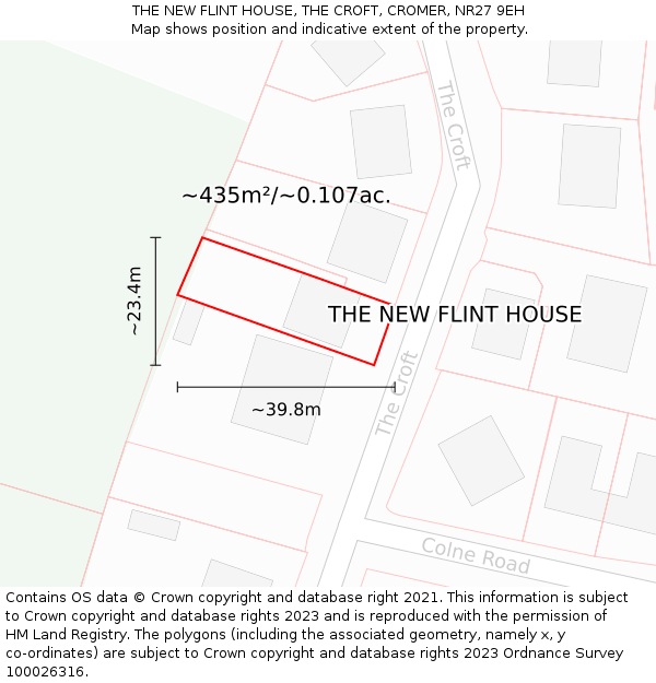 THE NEW FLINT HOUSE, THE CROFT, CROMER, NR27 9EH: Plot and title map