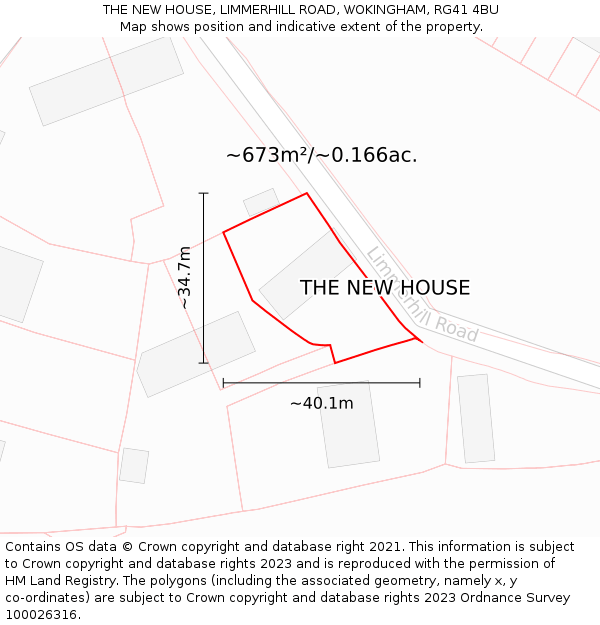 THE NEW HOUSE, LIMMERHILL ROAD, WOKINGHAM, RG41 4BU: Plot and title map