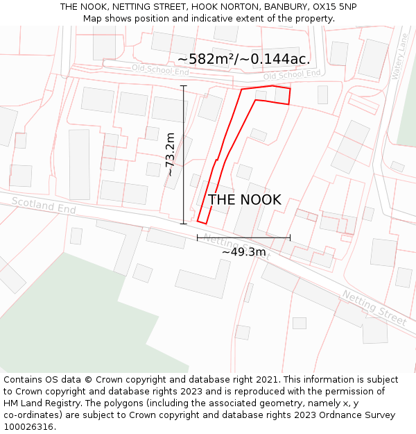 THE NOOK, NETTING STREET, HOOK NORTON, BANBURY, OX15 5NP: Plot and title map