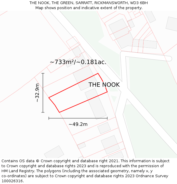 THE NOOK, THE GREEN, SARRATT, RICKMANSWORTH, WD3 6BH: Plot and title map