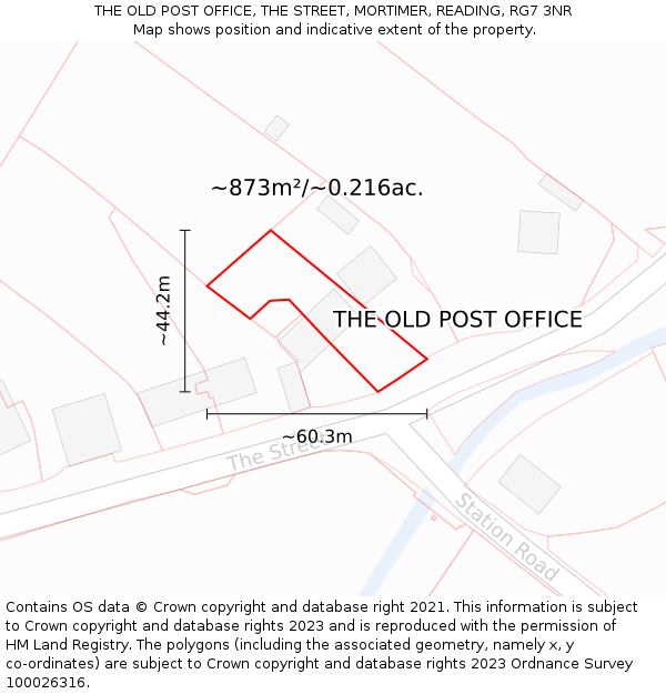 THE OLD POST OFFICE, THE STREET, MORTIMER, READING, RG7 3NR: Plot and title map