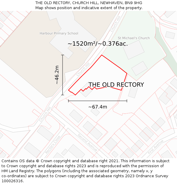 THE OLD RECTORY, CHURCH HILL, NEWHAVEN, BN9 9HG: Plot and title map