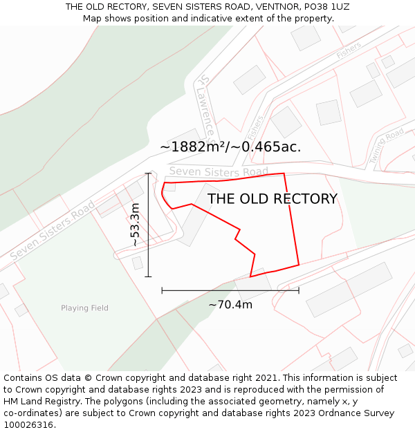 THE OLD RECTORY, SEVEN SISTERS ROAD, VENTNOR, PO38 1UZ: Plot and title map