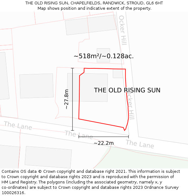 THE OLD RISING SUN, CHAPELFIELDS, RANDWICK, STROUD, GL6 6HT: Plot and title map