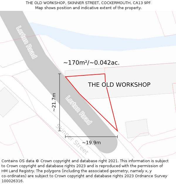 THE OLD WORKSHOP, SKINNER STREET, COCKERMOUTH, CA13 9PF: Plot and title map