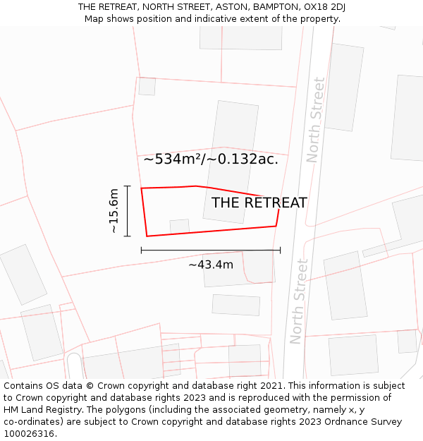 THE RETREAT, NORTH STREET, ASTON, BAMPTON, OX18 2DJ: Plot and title map