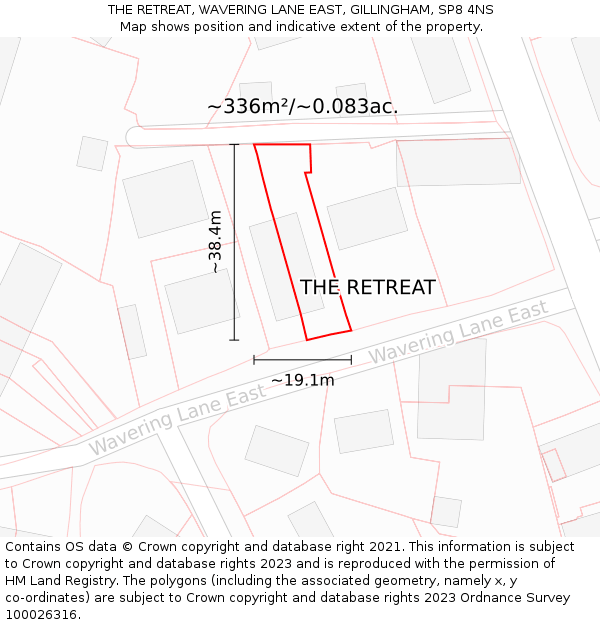 THE RETREAT, WAVERING LANE EAST, GILLINGHAM, SP8 4NS: Plot and title map