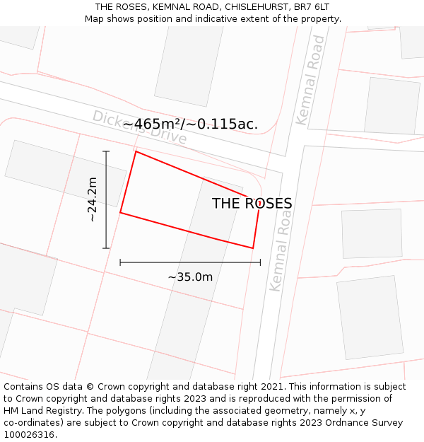 THE ROSES, KEMNAL ROAD, CHISLEHURST, BR7 6LT: Plot and title map