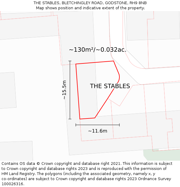 THE STABLES, BLETCHINGLEY ROAD, GODSTONE, RH9 8NB: Plot and title map