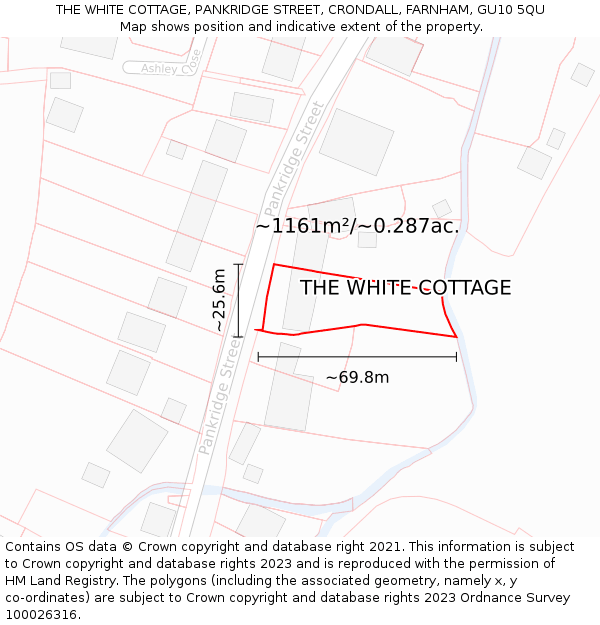 THE WHITE COTTAGE, PANKRIDGE STREET, CRONDALL, FARNHAM, GU10 5QU: Plot and title map