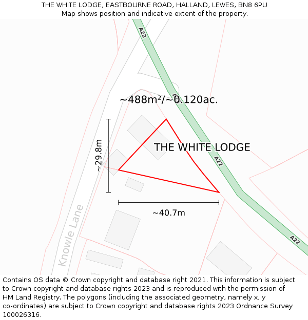 THE WHITE LODGE, EASTBOURNE ROAD, HALLAND, LEWES, BN8 6PU: Plot and title map