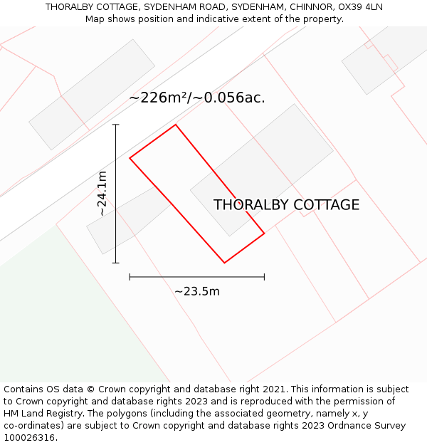 THORALBY COTTAGE, SYDENHAM ROAD, SYDENHAM, CHINNOR, OX39 4LN: Plot and title map