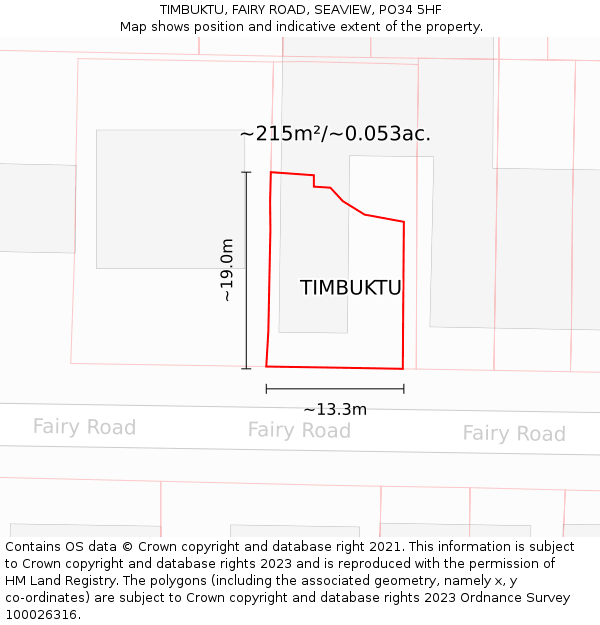 TIMBUKTU, FAIRY ROAD, SEAVIEW, PO34 5HF: Plot and title map