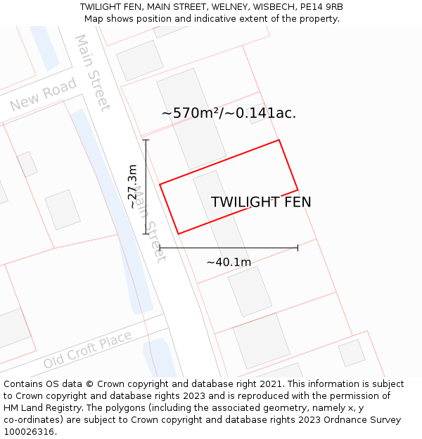 TWILIGHT FEN, MAIN STREET, WELNEY, WISBECH, PE14 9RB: Plot and title map