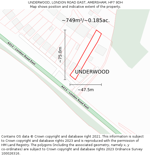 UNDERWOOD, LONDON ROAD EAST, AMERSHAM, HP7 9DH: Plot and title map