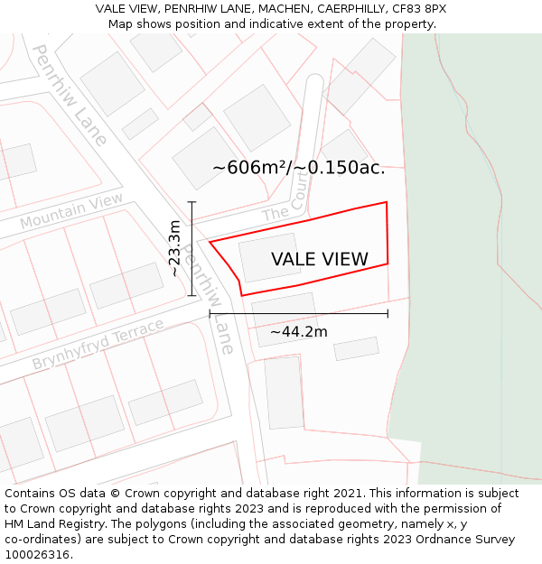 VALE VIEW, PENRHIW LANE, MACHEN, CAERPHILLY, CF83 8PX: Plot and title map