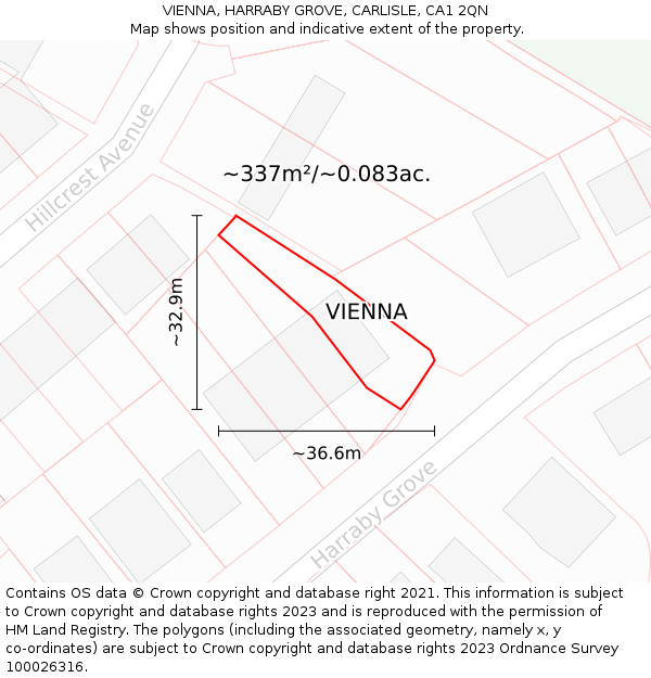 VIENNA, HARRABY GROVE, CARLISLE, CA1 2QN: Plot and title map