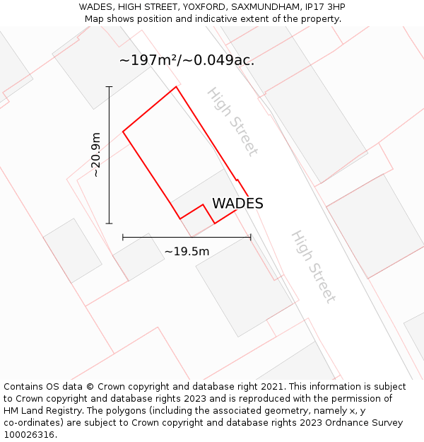 WADES, HIGH STREET, YOXFORD, SAXMUNDHAM, IP17 3HP: Plot and title map