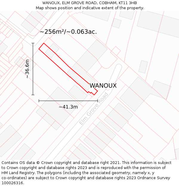 WANOUX, ELM GROVE ROAD, COBHAM, KT11 3HB: Plot and title map