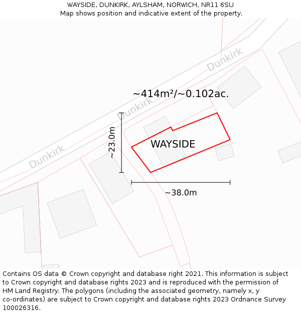 WAYSIDE, DUNKIRK, AYLSHAM, NORWICH, NR11 6SU: Plot and title map