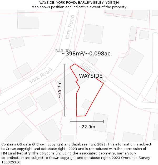 WAYSIDE, YORK ROAD, BARLBY, SELBY, YO8 5JH: Plot and title map