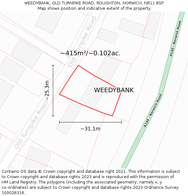 WEEDYBANK, OLD TURNPIKE ROAD, ROUGHTON, NORWICH, NR11 8SP: Plot and title map