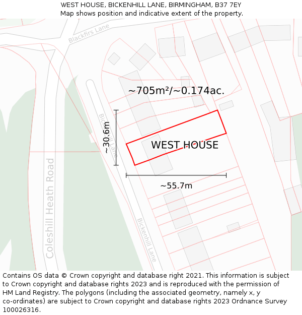 WEST HOUSE, BICKENHILL LANE, BIRMINGHAM, B37 7EY: Plot and title map