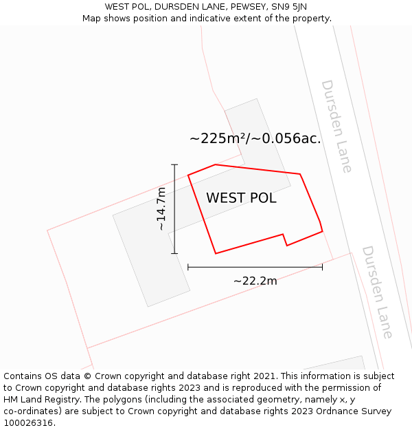 WEST POL, DURSDEN LANE, PEWSEY, SN9 5JN: Plot and title map