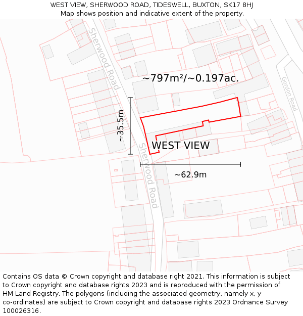 WEST VIEW, SHERWOOD ROAD, TIDESWELL, BUXTON, SK17 8HJ: Plot and title map