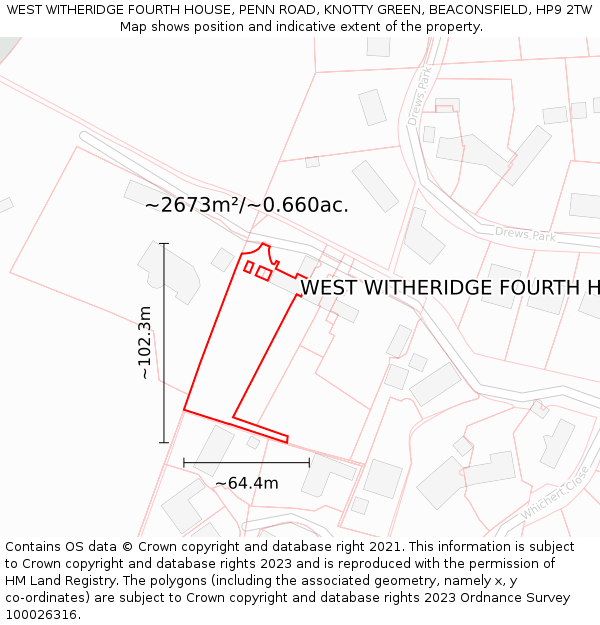 WEST WITHERIDGE FOURTH HOUSE, PENN ROAD, KNOTTY GREEN, BEACONSFIELD, HP9 2TW: Plot and title map