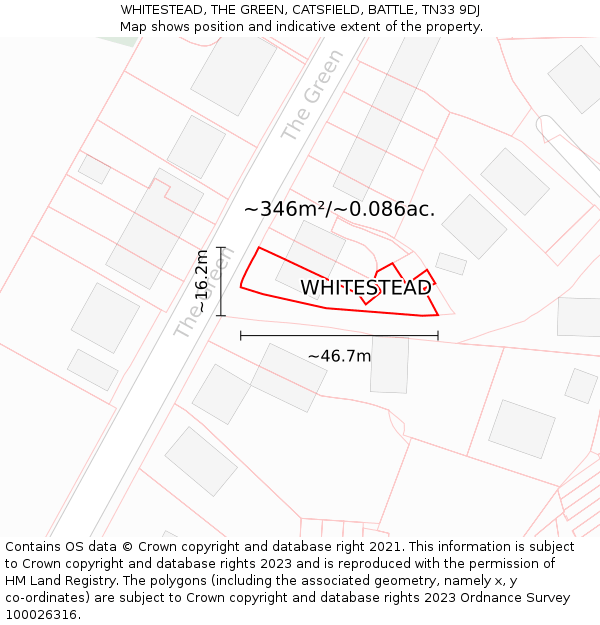 WHITESTEAD, THE GREEN, CATSFIELD, BATTLE, TN33 9DJ: Plot and title map