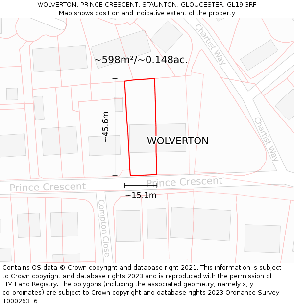 WOLVERTON, PRINCE CRESCENT, STAUNTON, GLOUCESTER, GL19 3RF: Plot and title map