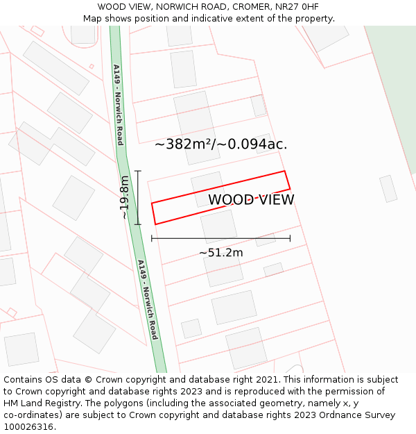 WOOD VIEW, NORWICH ROAD, CROMER, NR27 0HF: Plot and title map