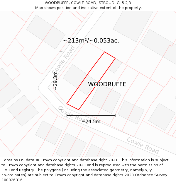 WOODRUFFE, COWLE ROAD, STROUD, GL5 2JR: Plot and title map