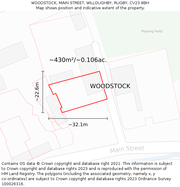 WOODSTOCK, MAIN STREET, WILLOUGHBY, RUGBY, CV23 8BH: Plot and title map