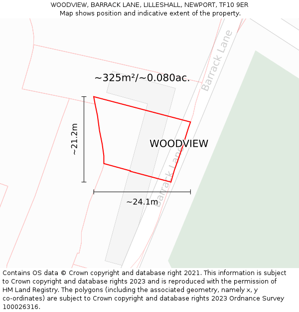 WOODVIEW, BARRACK LANE, LILLESHALL, NEWPORT, TF10 9ER: Plot and title map