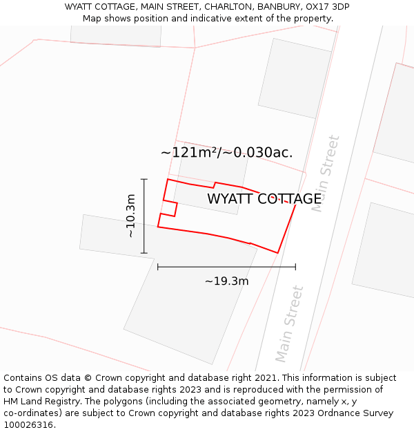 WYATT COTTAGE, MAIN STREET, CHARLTON, BANBURY, OX17 3DP: Plot and title map