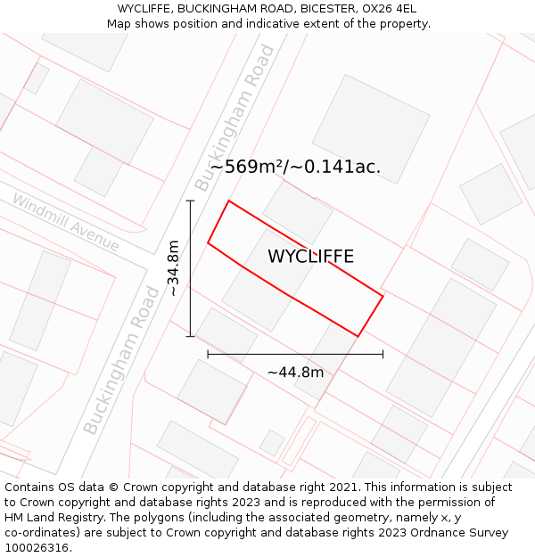 WYCLIFFE, BUCKINGHAM ROAD, BICESTER, OX26 4EL: Plot and title map