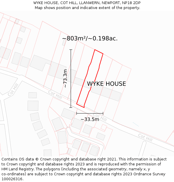 WYKE HOUSE, COT HILL, LLANWERN, NEWPORT, NP18 2DP: Plot and title map