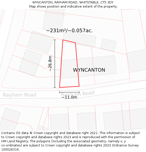 WYNCANTON, RAYHAM ROAD, WHITSTABLE, CT5 3DY: Plot and title map