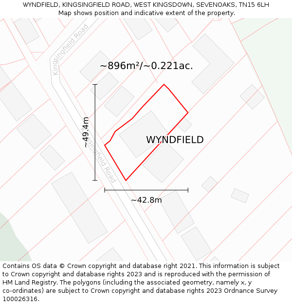 WYNDFIELD, KINGSINGFIELD ROAD, WEST KINGSDOWN, SEVENOAKS, TN15 6LH: Plot and title map