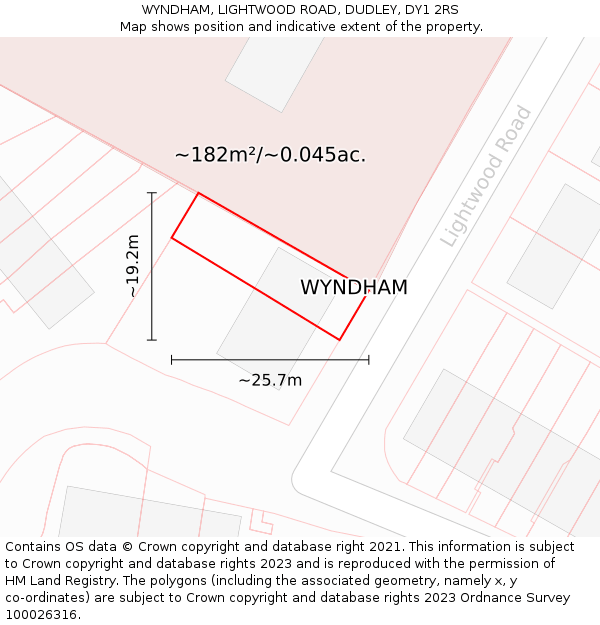 WYNDHAM, LIGHTWOOD ROAD, DUDLEY, DY1 2RS: Plot and title map