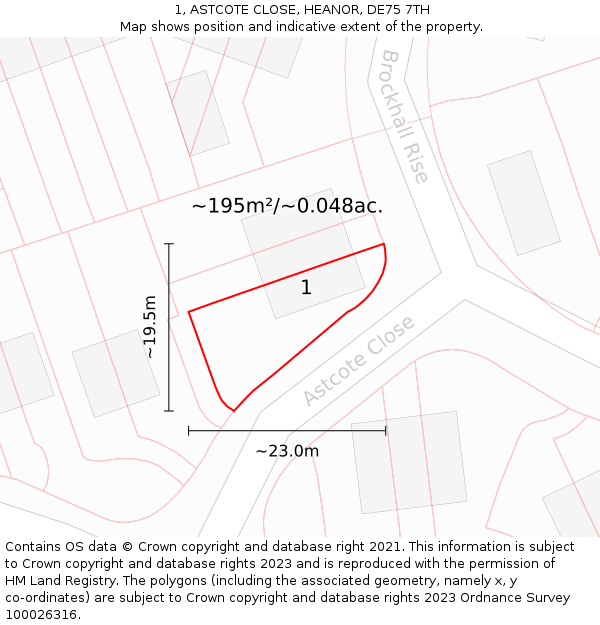 1, ASTCOTE CLOSE, HEANOR, DE75 7TH: Plot and title map
