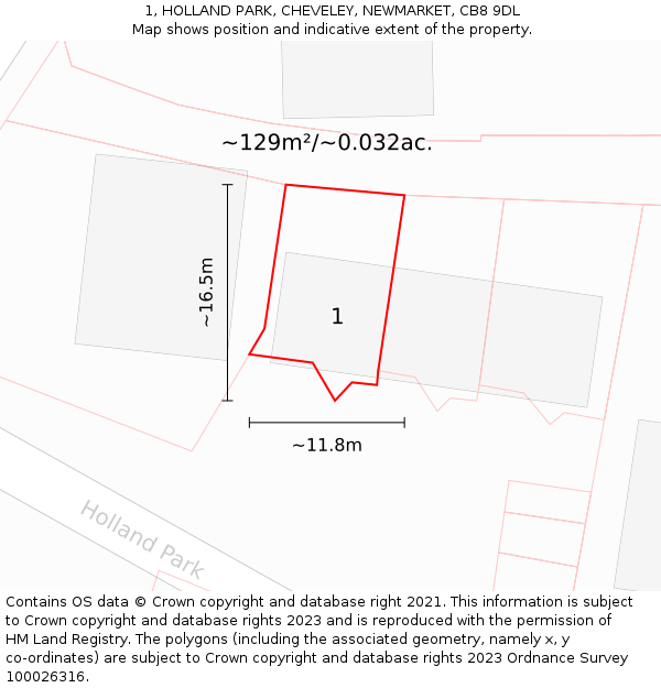 1, HOLLAND PARK, CHEVELEY, NEWMARKET, CB8 9DL: Plot and title map