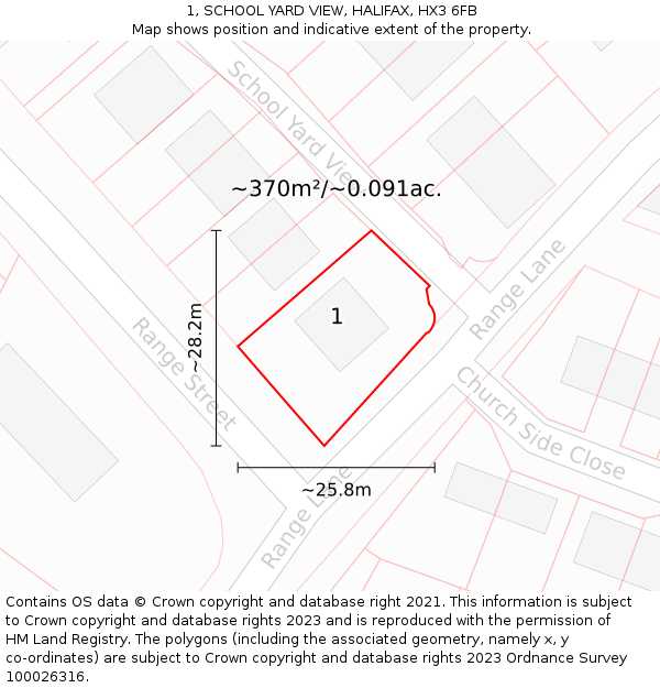 1, SCHOOL YARD VIEW, HALIFAX, HX3 6FB: Plot and title map