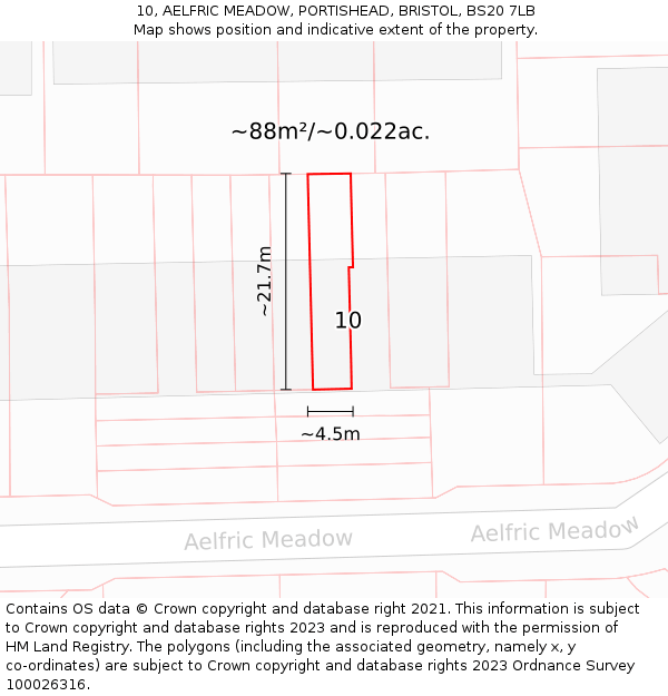 10, AELFRIC MEADOW, PORTISHEAD, BRISTOL, BS20 7LB: Plot and title map