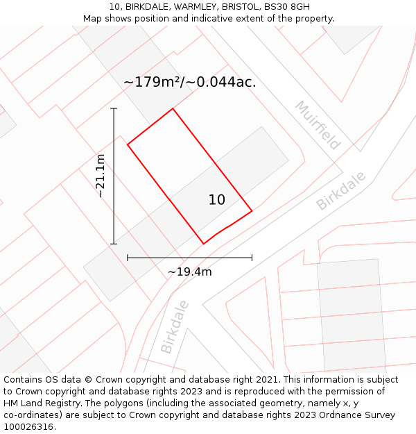 10, BIRKDALE, WARMLEY, BRISTOL, BS30 8GH: Plot and title map