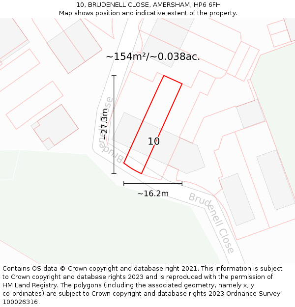 10, BRUDENELL CLOSE, AMERSHAM, HP6 6FH: Plot and title map