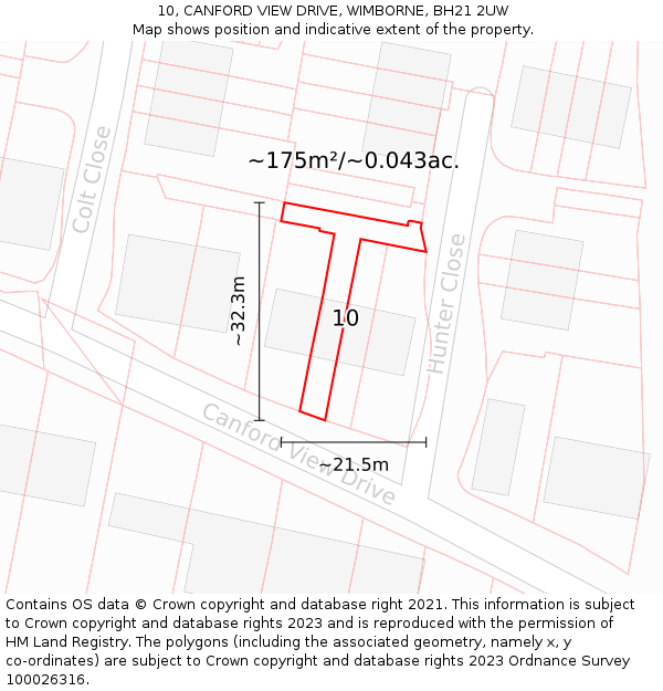 10, CANFORD VIEW DRIVE, WIMBORNE, BH21 2UW: Plot and title map